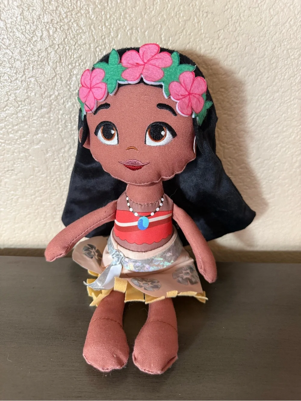 Disney Moana Toy Lot Little People Canoe Doll & Hei Hei Squishmallow